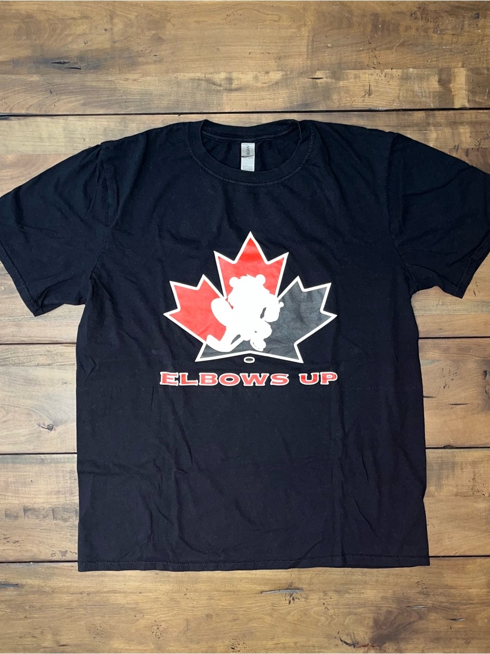Elbows Up Hockey Canada spoof T-Shirt in Large